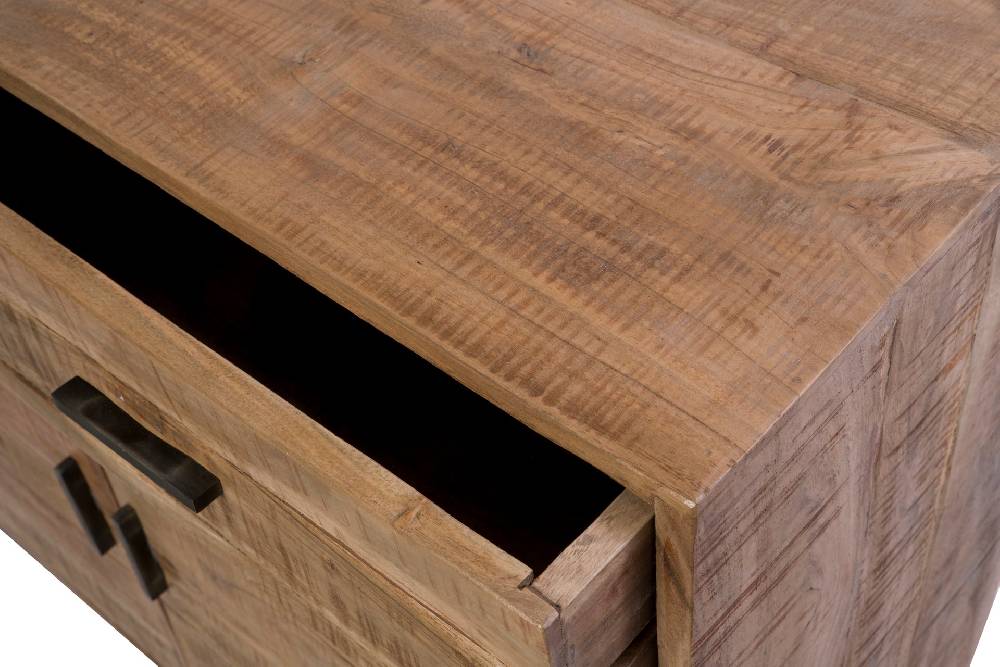 Novità Home Credenza Alta 2 Cassetti E Sportelli In Legno E Metallo