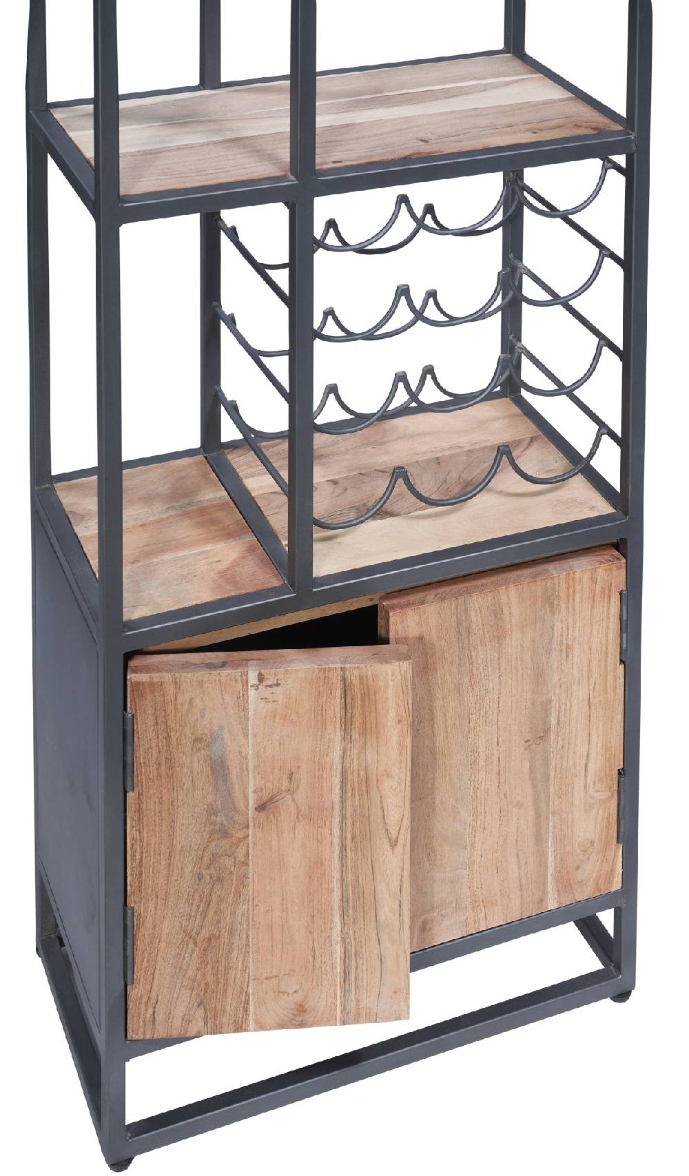 Novità Home Credenza Portabottiglie Con 2 Sportelli In Legno E Metallo