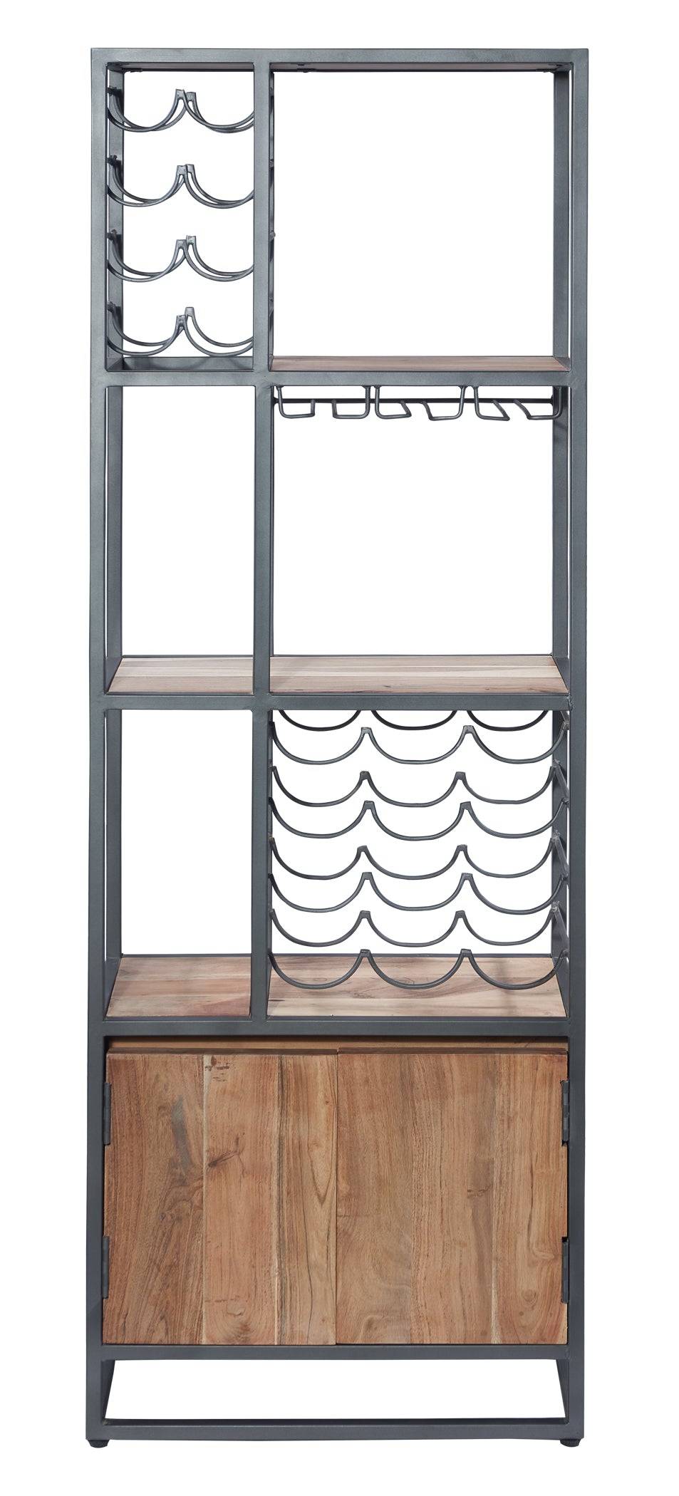 Novità Home Credenza portabottiglie con 2 sportelli in legno e metallo