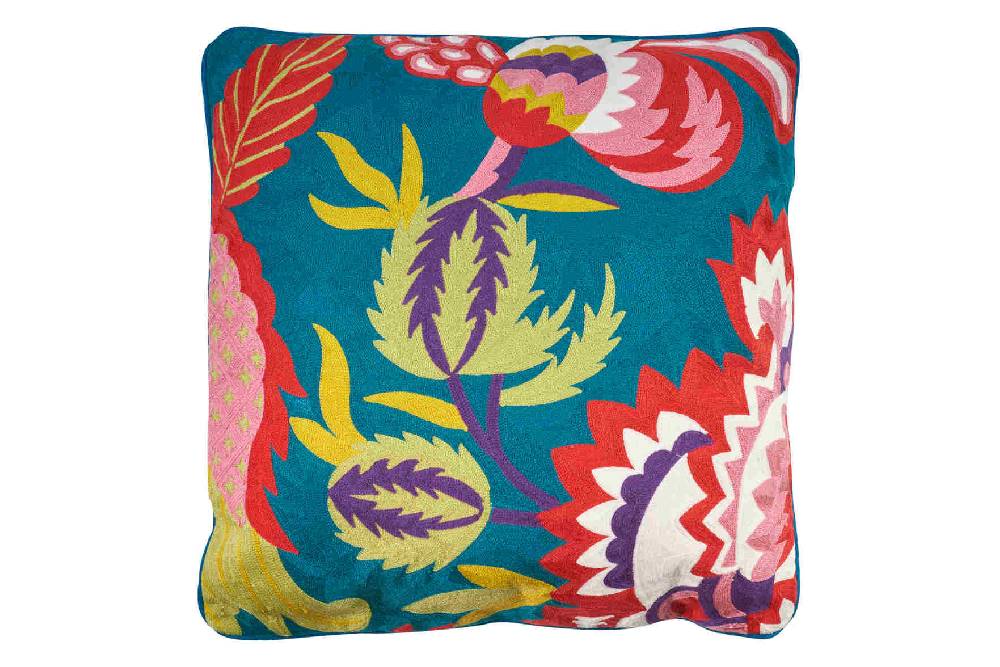 Novità Home Cuscino fiori colorati base pavone c/interno