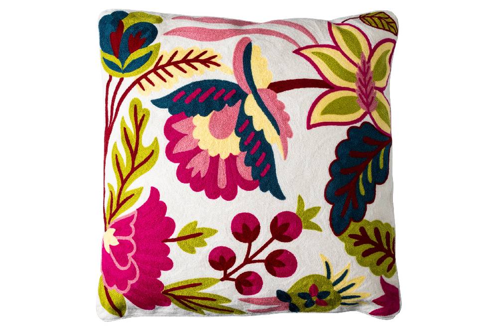 Novità Home Cuscino fiori colorati fondo bianco c/interno