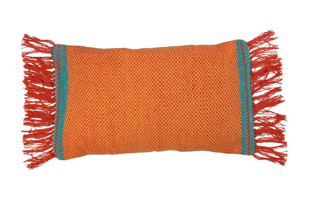 Novità Home Cuscino rettangolare frange in cotone arancione - 30x60