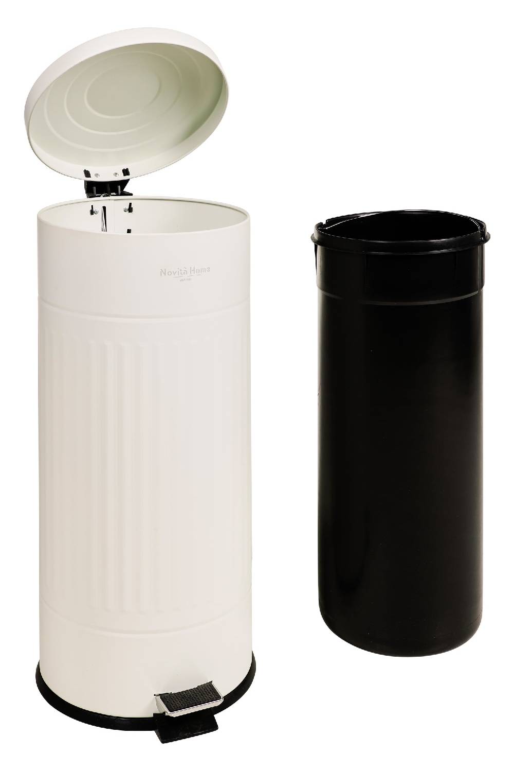 Novità Home Daily Trash - Pattumiera Bianca Opaca Rotonda - 30 Litri In Metallo Soft-Close