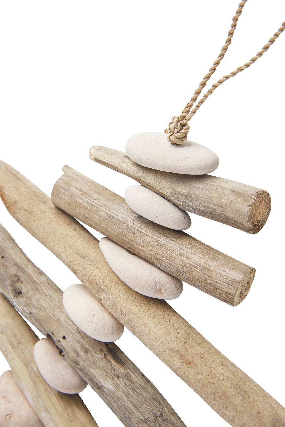 Novità Home Decor - Coda Pesce Bianca Con Legnetti Di Mare E Sassi