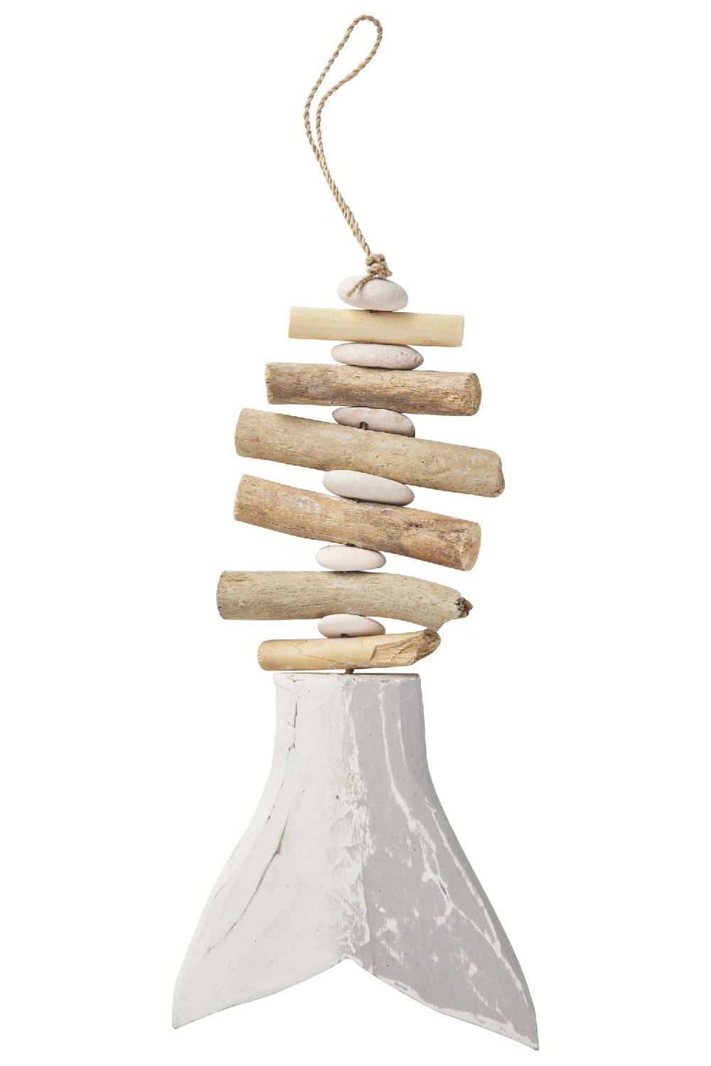 Novità Home Decor - Coda Pesce Grigia Con Legnetti Mare E Sassi