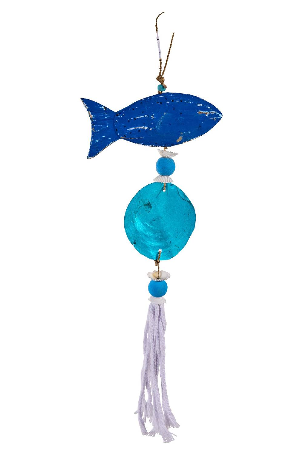 Novità Home Decor - Nappa Con Pesce E Conghiglia Blue