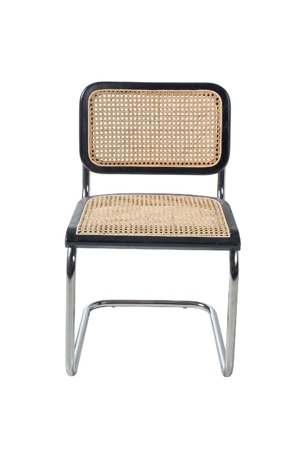 Novità Home Diletta - Sedia Struttura Nera Con Rattan Senza Braccioli