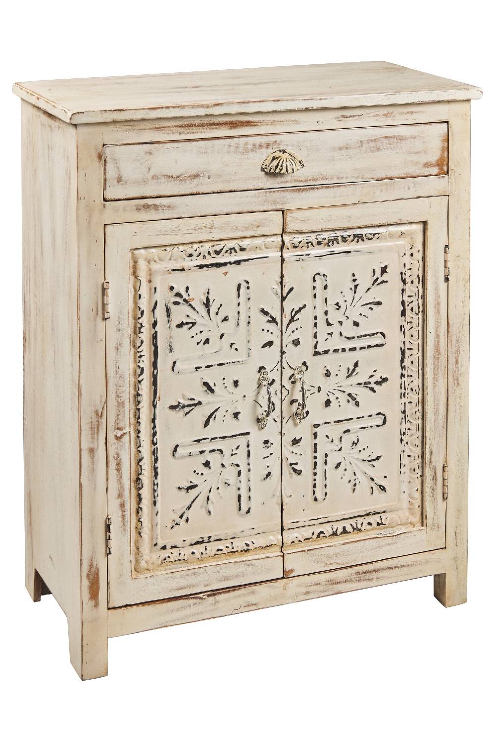 Novità Home Dominique - Mobiletto In Legno Riciclato Con Sportelli In Ferro Stampati