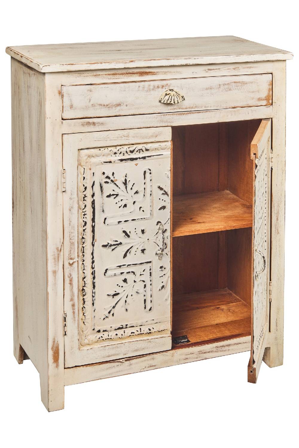 Novità Home Dominique - Mobiletto In Legno Riciclato Con Sportelli In Ferro Stampati