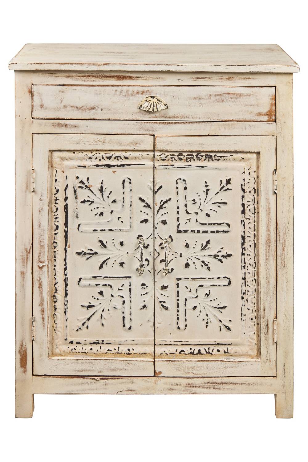 Novità Home Dominique - Mobiletto in Legno Riciclato con Sportelli in Ferro Stampati