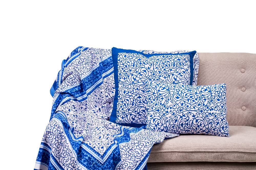 Novità Home Dorgali - Mezzero Singolo Decor Blue In Cotone - 180x270