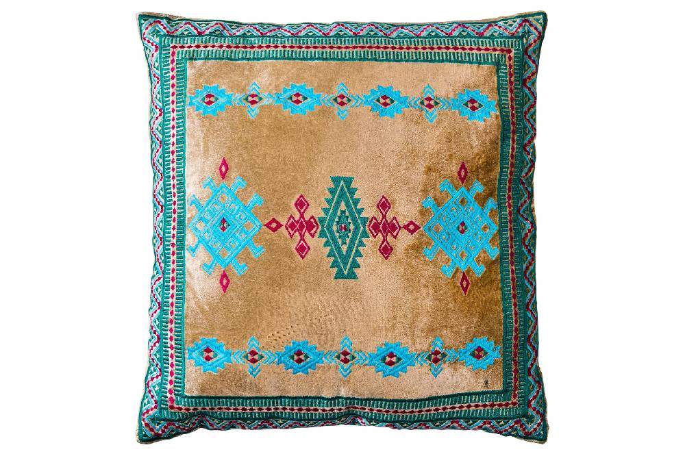 Novità Home Eleonora - Cuscino Tonalita Beige Verde Ricamato Con Interno