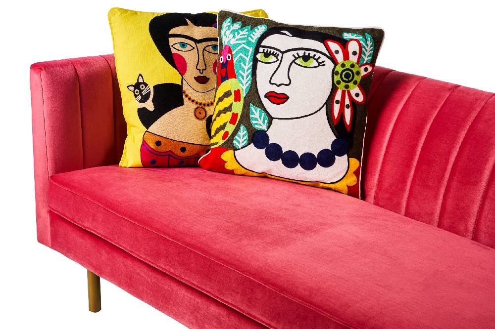 Novità Home Embroidery - Cuscino Lovers Folk Art Femme Avec Perroquet