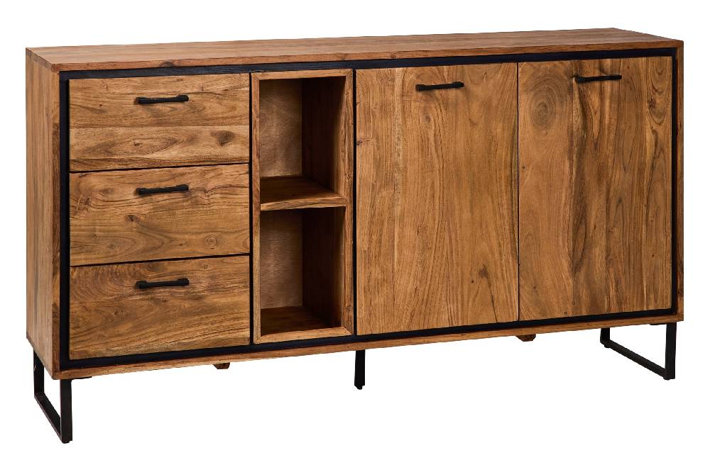 Novità Home Farley - Credenza 2 Sportelli 3 Cassetti 2 Ripiani A Vista