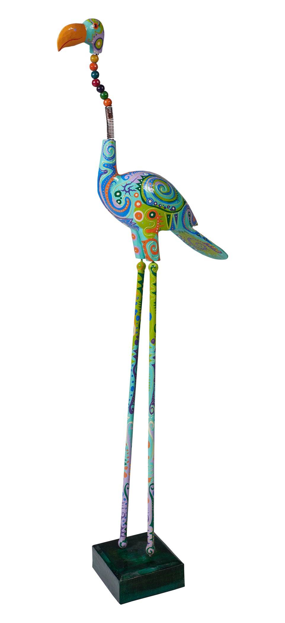 Novità Home Fenicottero alto collo molleggiato color in legno turchese