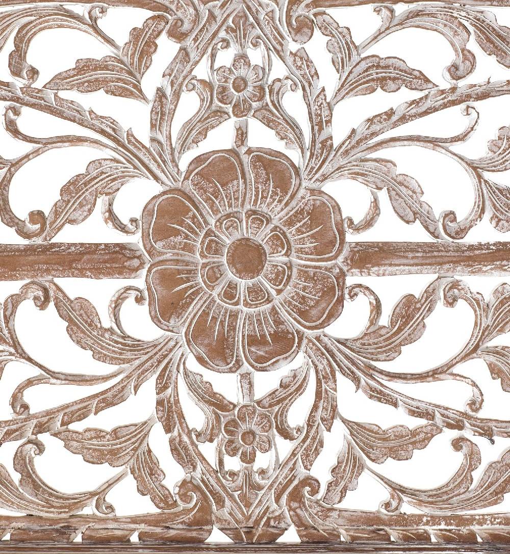 Novità Home Foglia - Testata Matrimoniale In Legno Sbiancato