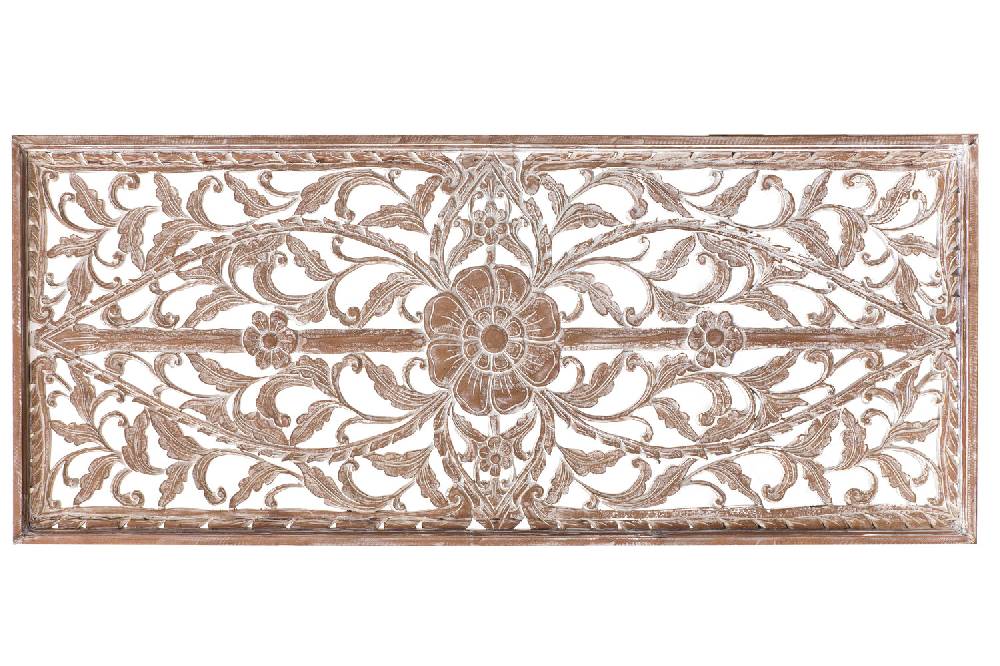 Novità Home Foglia - Testata Matrimoniale In Legno Sbiancato