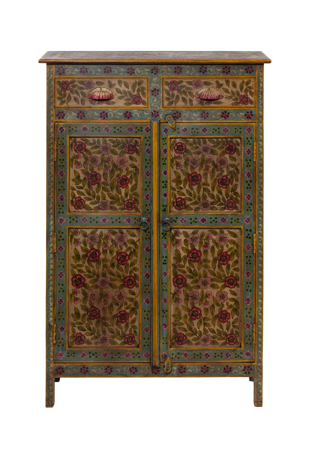 Novità Home Frida - Credenza Alta in Legno di Mango Decorato a Mano