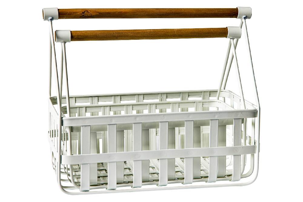 Novità Home Friendly - Set 2 Ceste In Ferro Bianco Con Manico