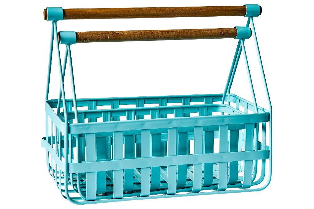 Novità Home Friendly - Set 2 Ceste In Ferro Turchese Con Manico