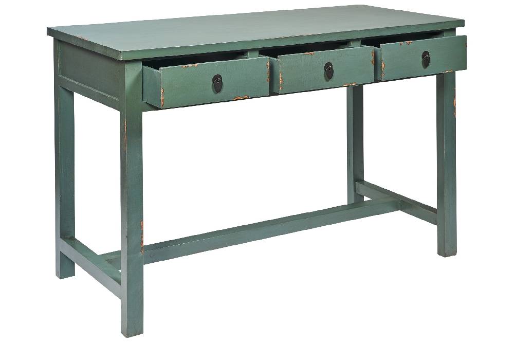 Novità Home Fuji - Scrivania 3 Cassetti In Legno Salvia