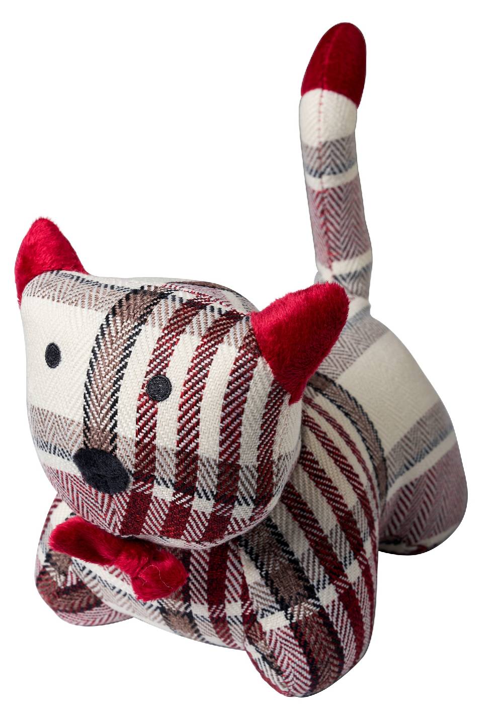 Novità Home Gattino ferma porta in tessuto tartan bianco e rosso