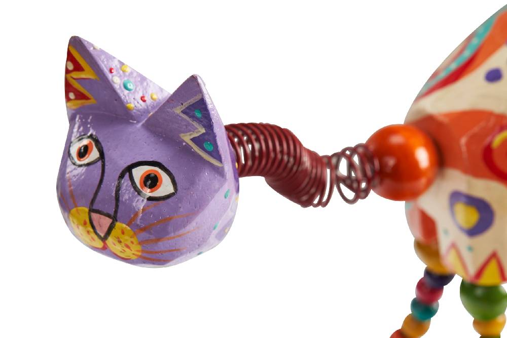 Novità Home Gatto Collo Molleggiato Decor In Legno Arancione