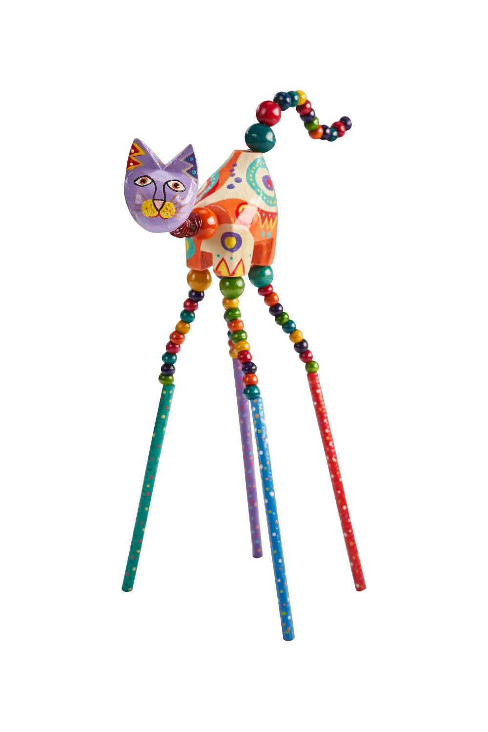 Novità Home Gatto collo molleggiato decor in legno arancione