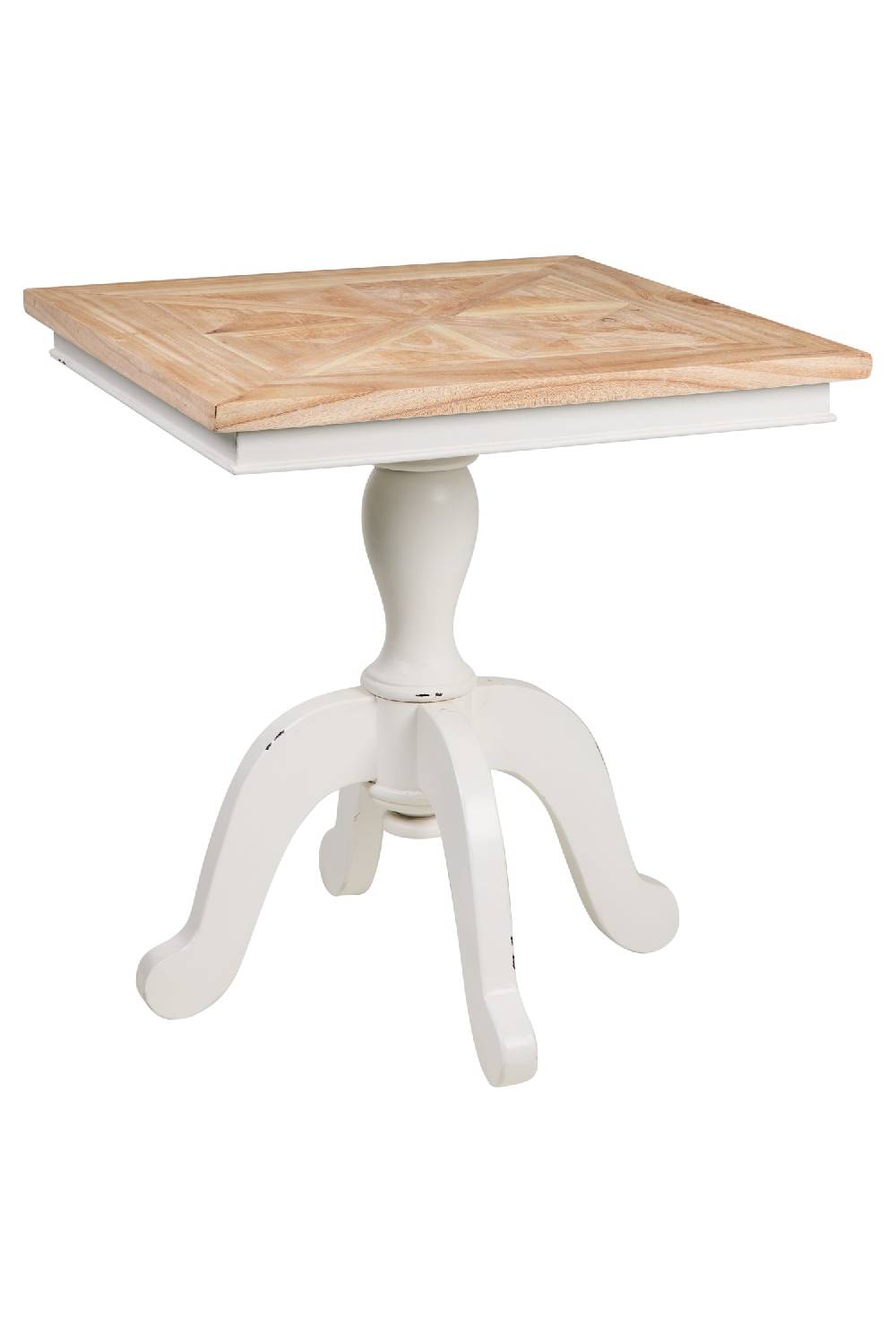 Novità Home Georgette - Tavolino Quadrato Piano Naturale Gambe White Vintage