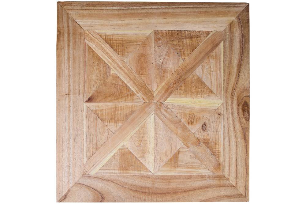 Novità Home Georgette - Tavolino Quadrato Piano Naturale Gambe White Vintage