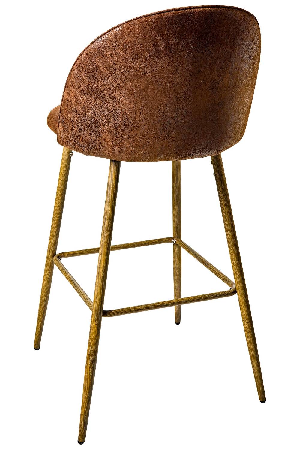 Novità Home Giorgio - Sgabello In Ferro Con Tessuto Marrone Scamosciato