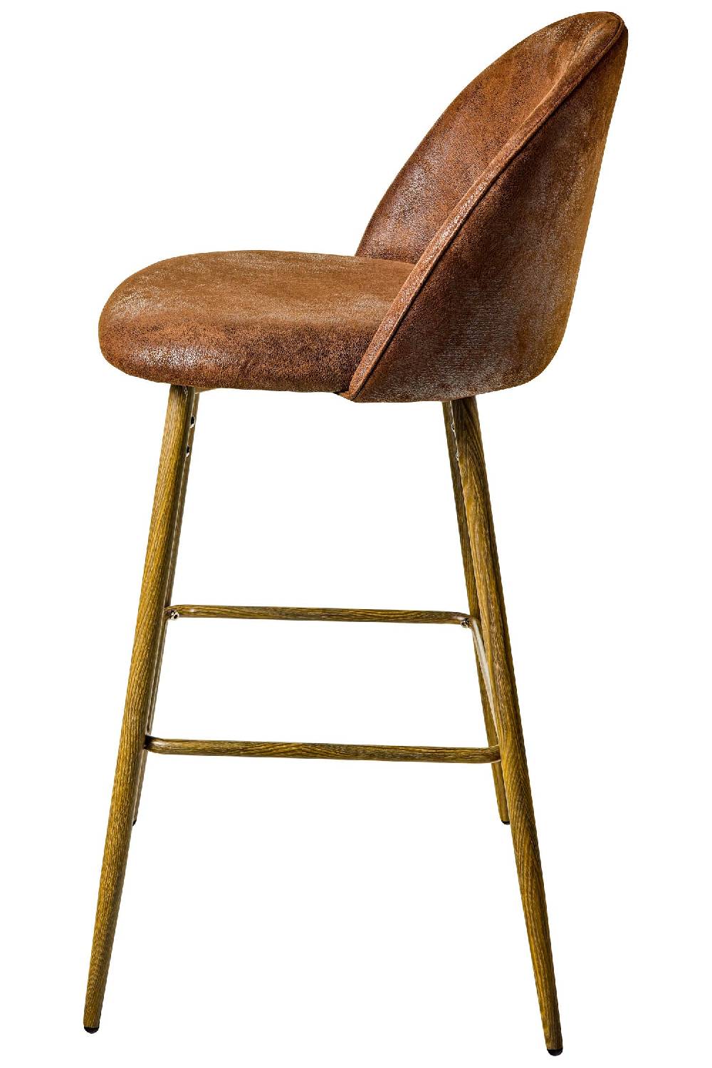 Novità Home Giorgio - Sgabello In Ferro Con Tessuto Marrone Scamosciato