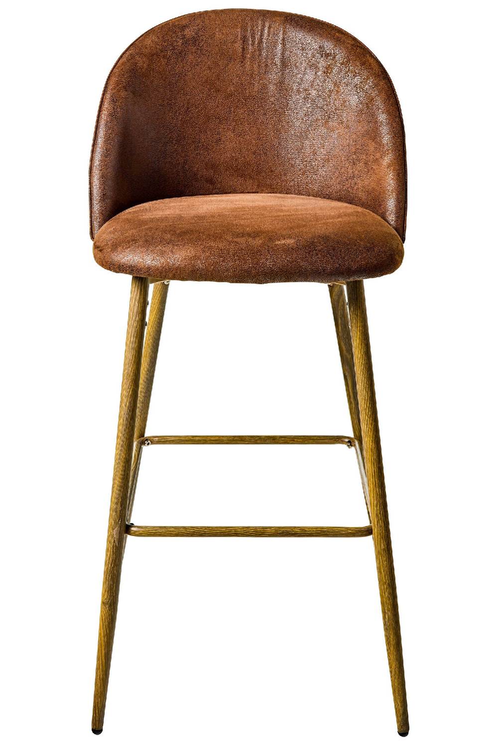 Novità Home Giorgio - Sgabello In Ferro Con Tessuto Marrone Scamosciato