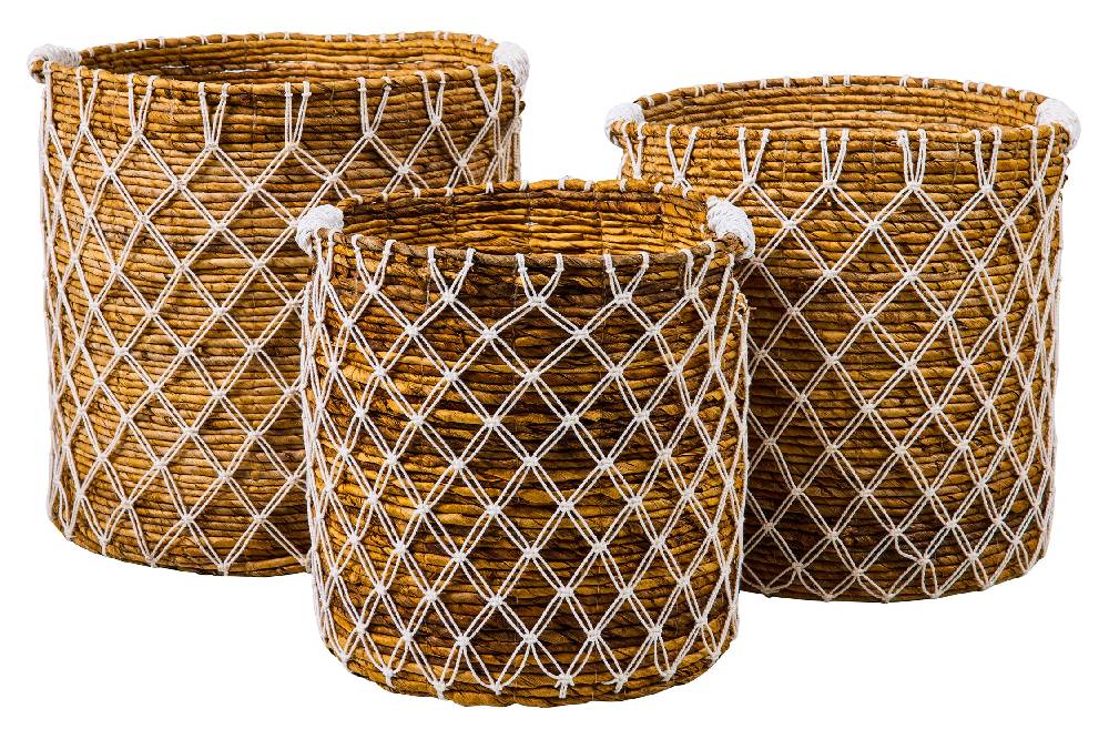 Novità Home Gipsy - Set 3 Ceste In Seegrass E Macrame