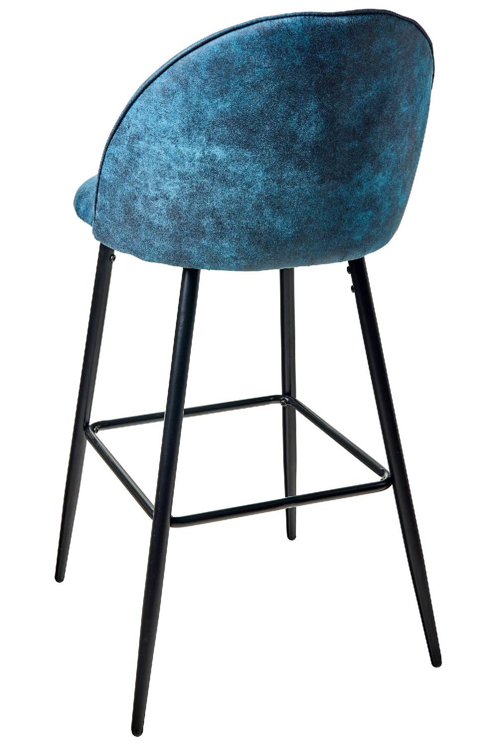 Novità Home Giulio - Sgabello In Ferro Con Tessuto Simil Pelle Azzurra