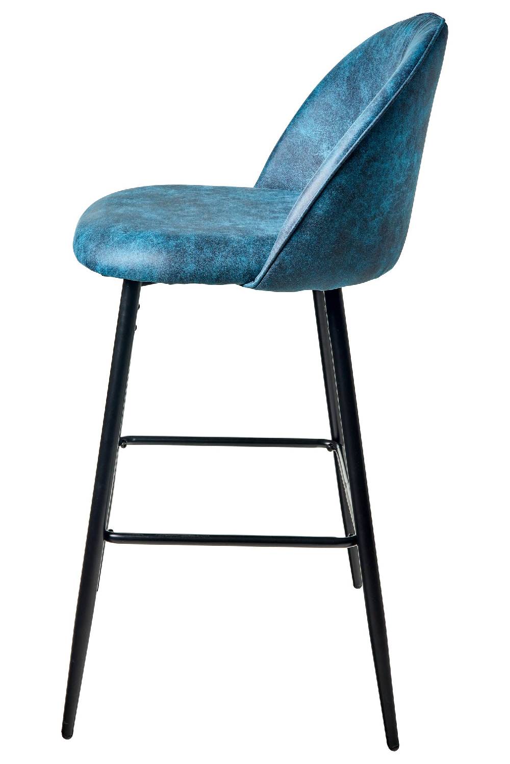 Novità Home Giulio - Sgabello In Ferro Con Tessuto Simil Pelle Azzurra