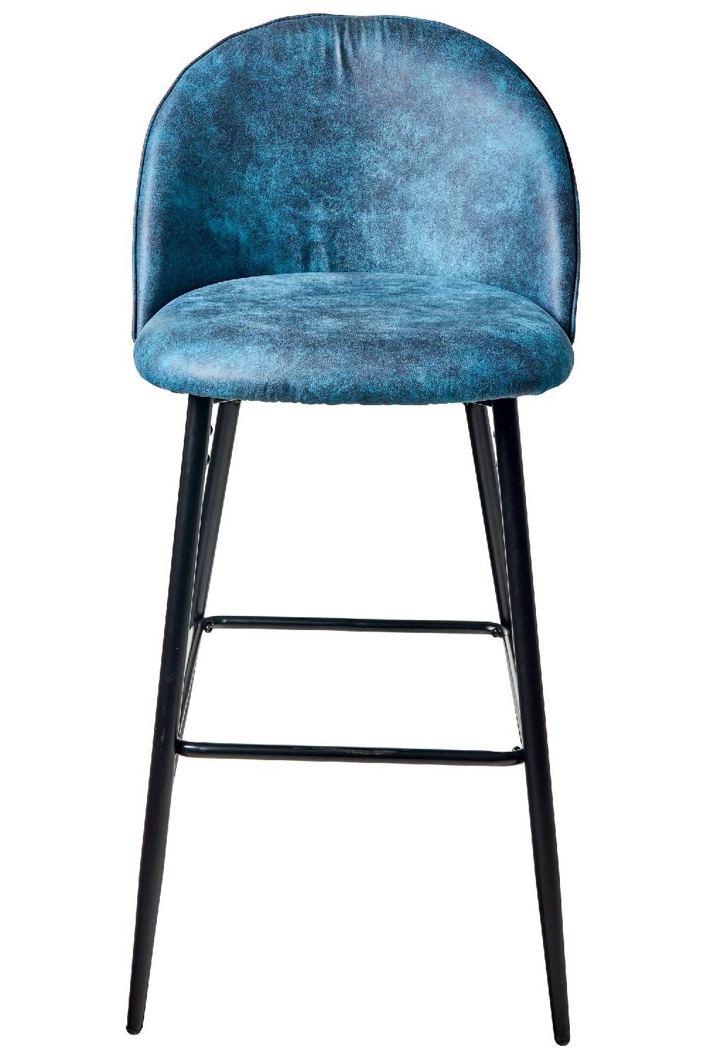 Novità Home Giulio - Sgabello In Ferro Con Tessuto Simil Pelle Azzurra