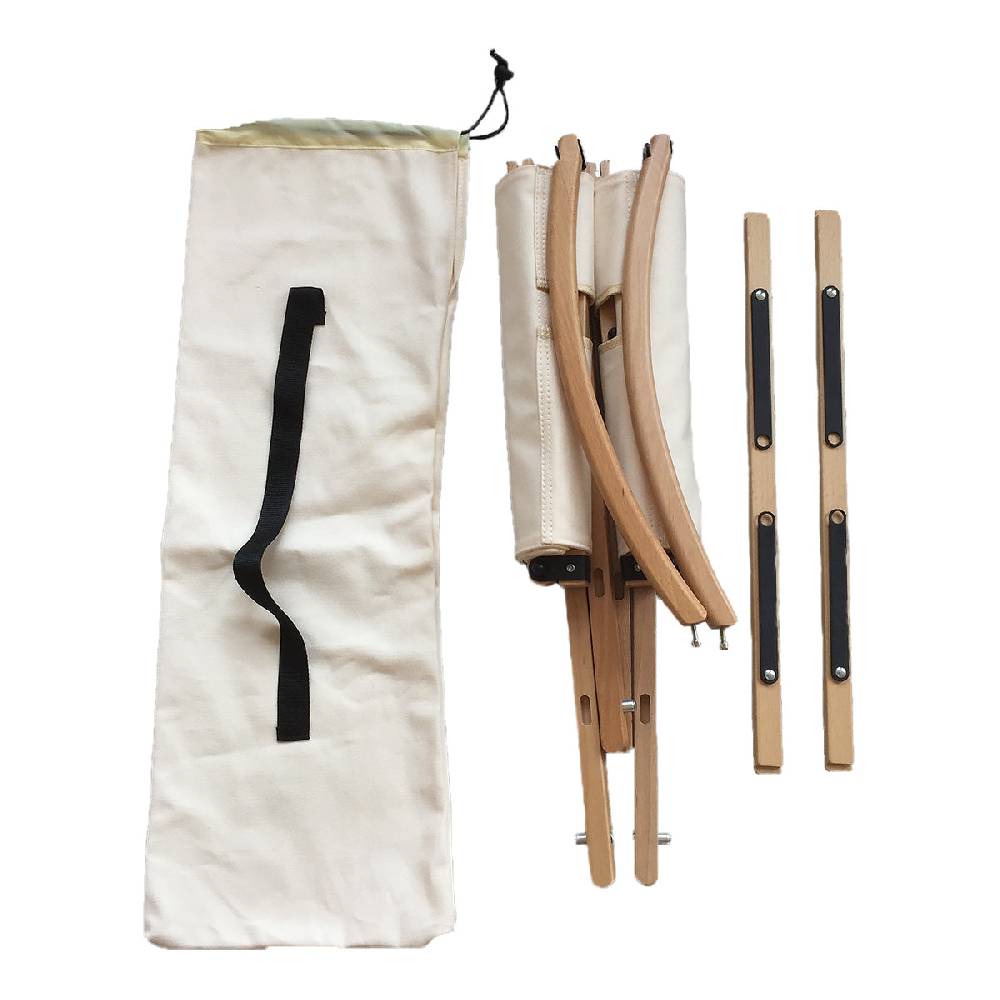 Novità Home Glamping - Poltrona Pieghevole In Tela E Legno Di Faggio Beige