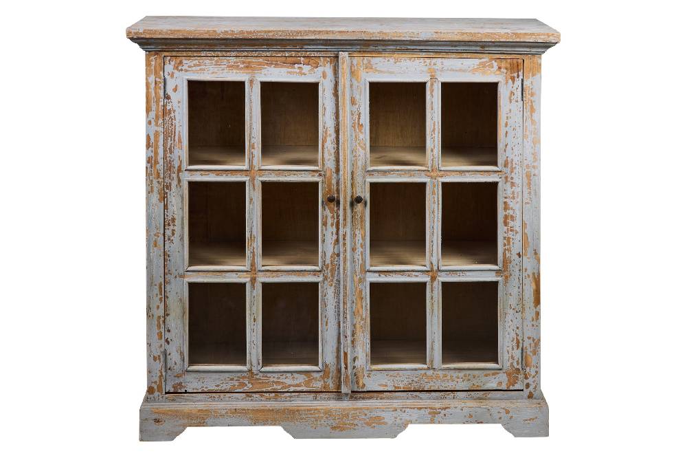 Novità Home Heloise - Buffet 2 Porte Con Vetri Grey Grey Vintage