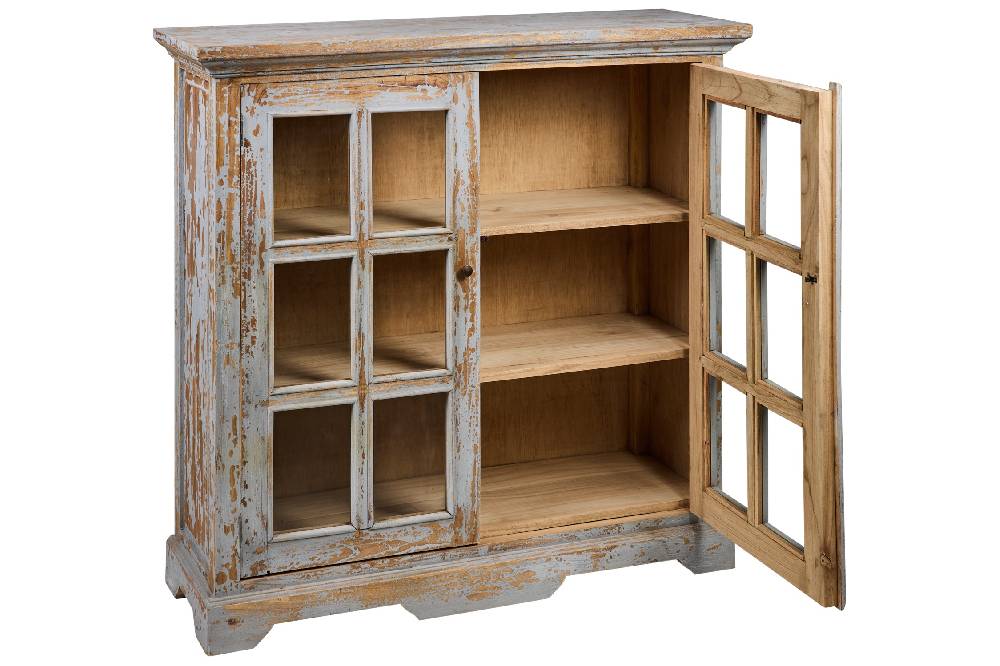 Novità Home Heloise - Buffet 2 Porte Con Vetri Grey Grey Vintage