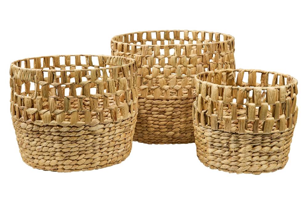 Novità Home Homemade - Ceste Tonde Set 1/3 Piccole Trama Treccia Traforata