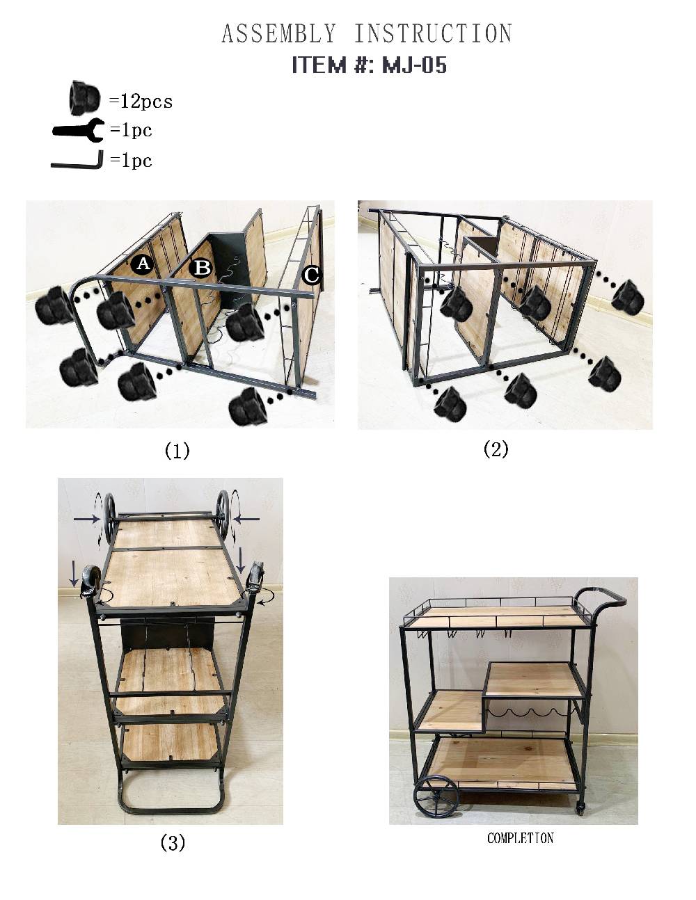 Novità Home Innovation - Carrello Tre Ripiani Con P.Ta Bottiglie