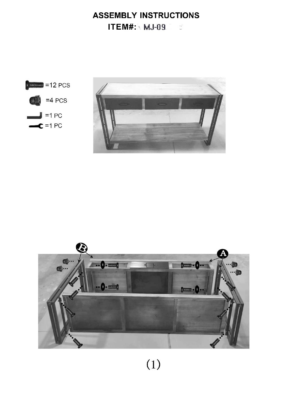 Novità Home Innovation - Credenza Con Ripiano Basso E 3 Cassetti Smontabile