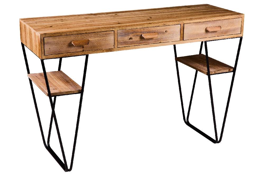 Novità Home Innovation - Scrivania 3 Cassetti Gambe In Ferro Smontabile