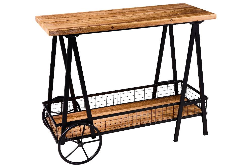 Novità Home Innovation - Tavolo Con Ruote Doppio Ripiano Smontabile