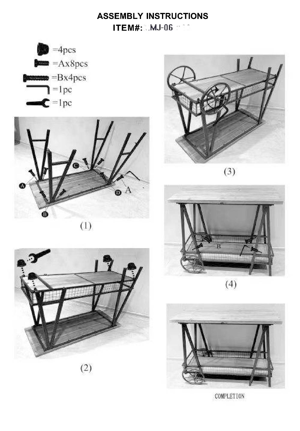Novità Home Innovation - Tavolo Con Ruote Doppio Ripiano Smontabile