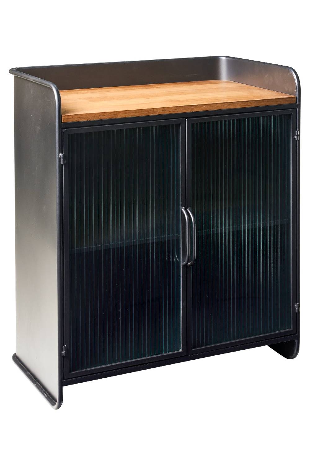 Novità Home Iron - Mobiletto Vetrinetta In Ferro Con Piano In Legno