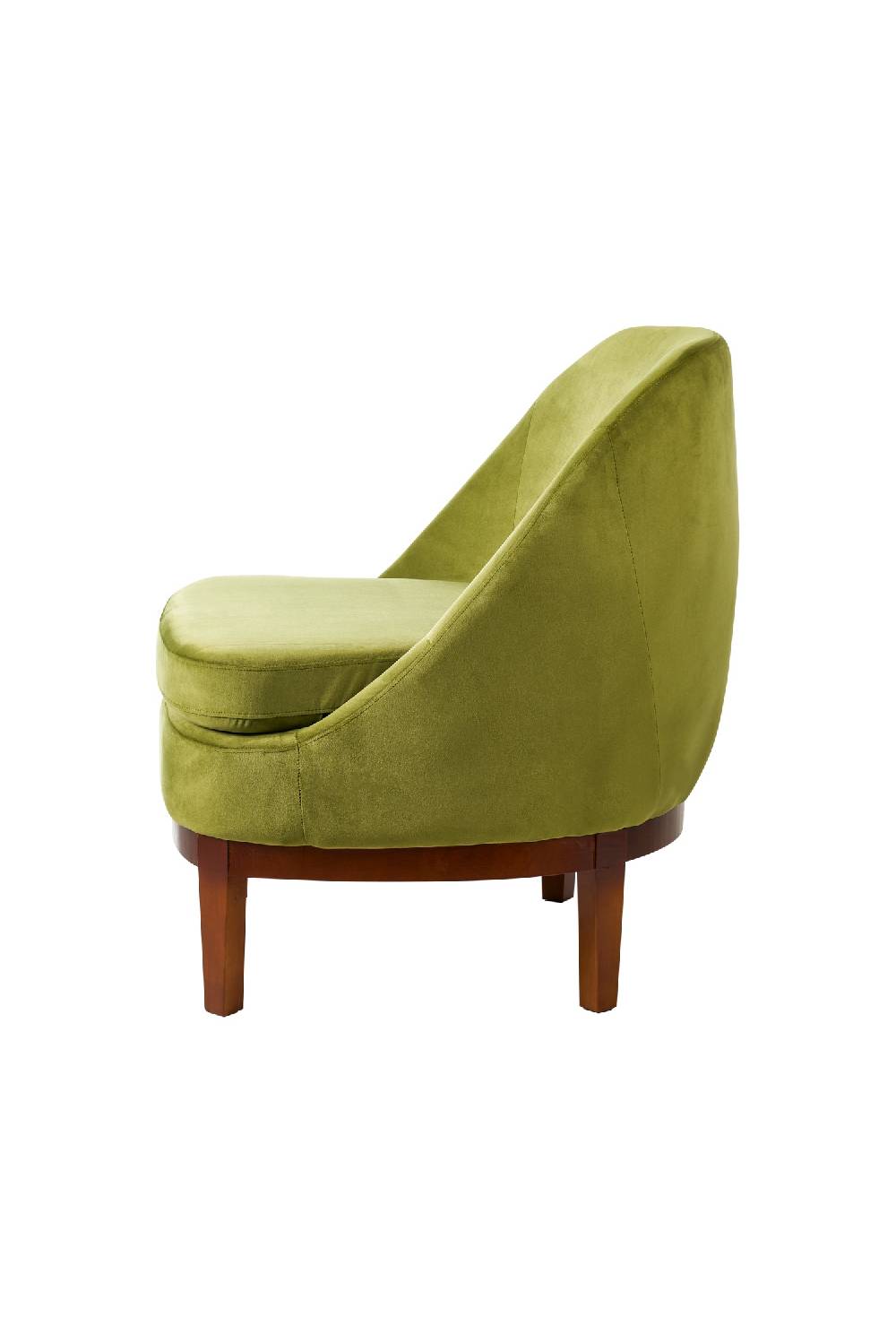 Novità Home Isotta - Poltrona Con Base In Legno Verde Oliva