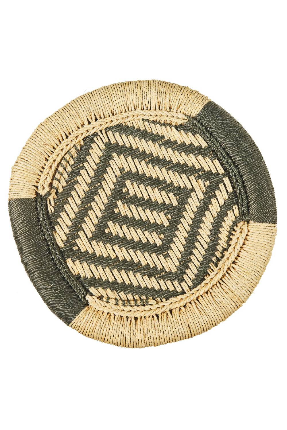 Novità Home Jambe - Sgabello Tondo Intreccio Color Naturale E Verde