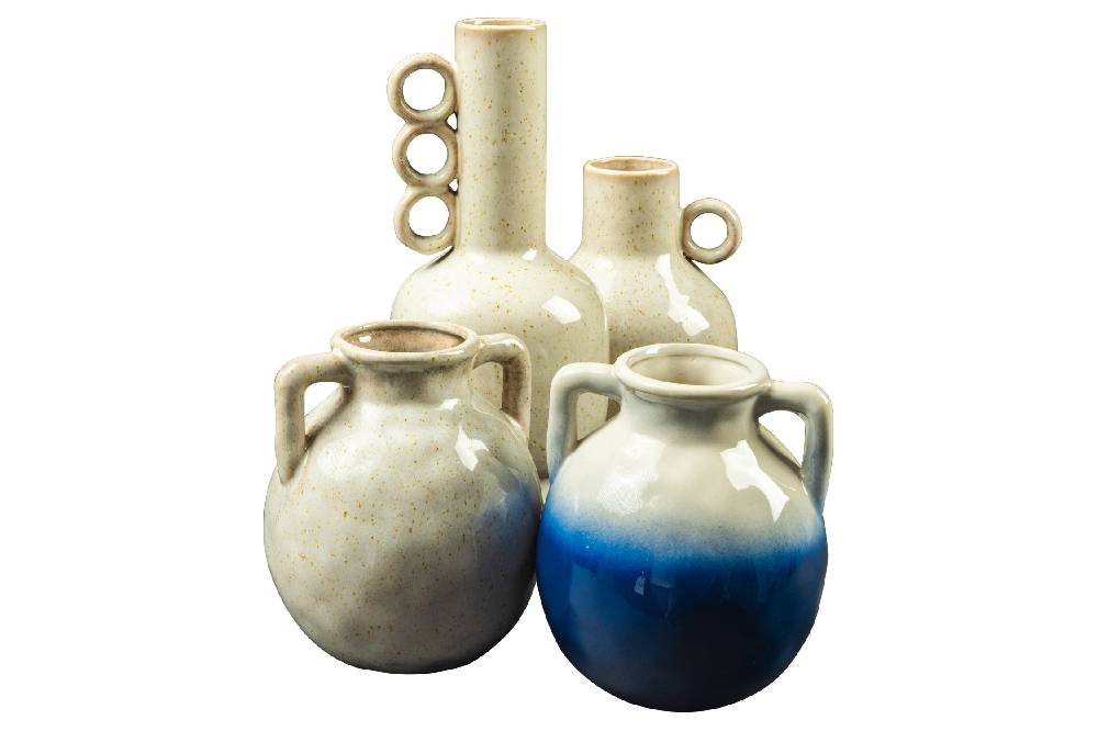 Novità Home Jarron - Vaso Con Manico Anelli Cream Shade Blue